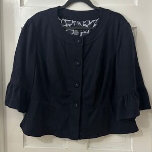 Sandro Sportswear 1X Peplum Ruffle Sleeve Swing Jacket Classic Capsule Career